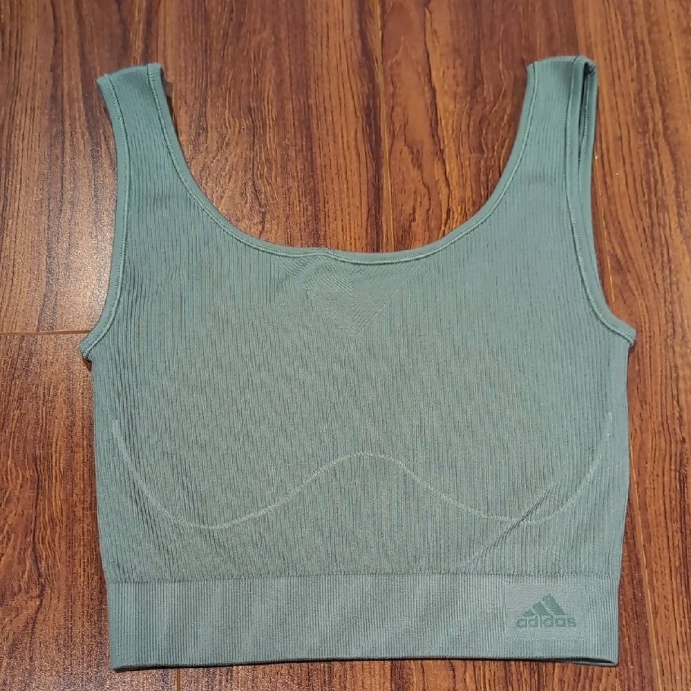 Adidas Green Seamless Ribbed Sports Bra